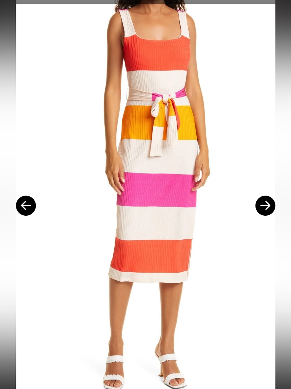 Ted Baker Striped Rib Jersey Tie Waist Midi Dress